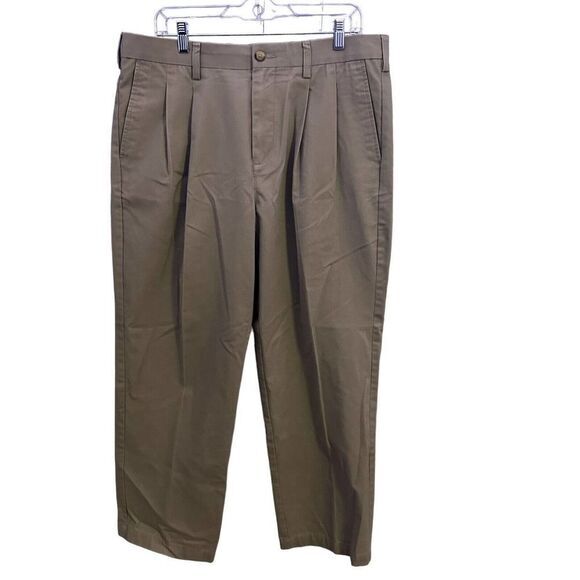 Croft‎ & Barrow Pants Mens 36x30 Khaki Pleated Chino Sunday Business Work Pants - Picture 1 of 8